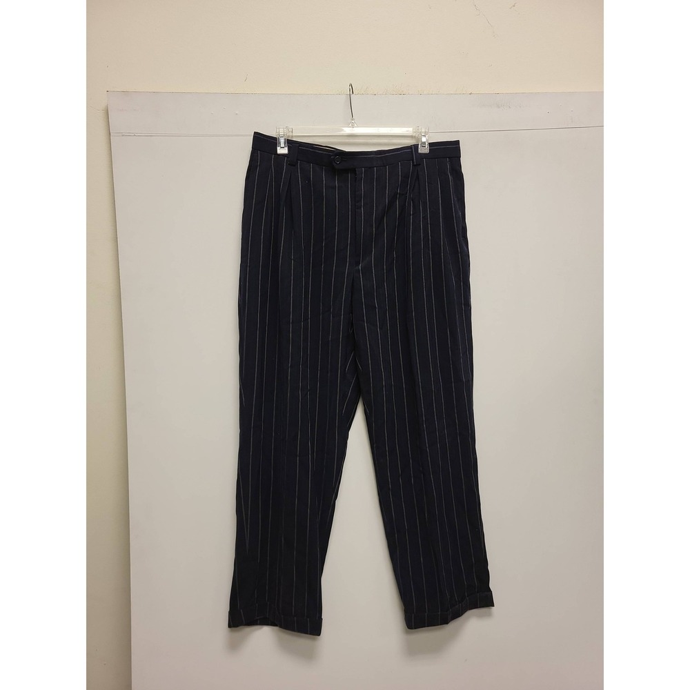 VICCI Gianni Dress Pants Mens 46L/40‎ Blue Striped Trousers Business Career